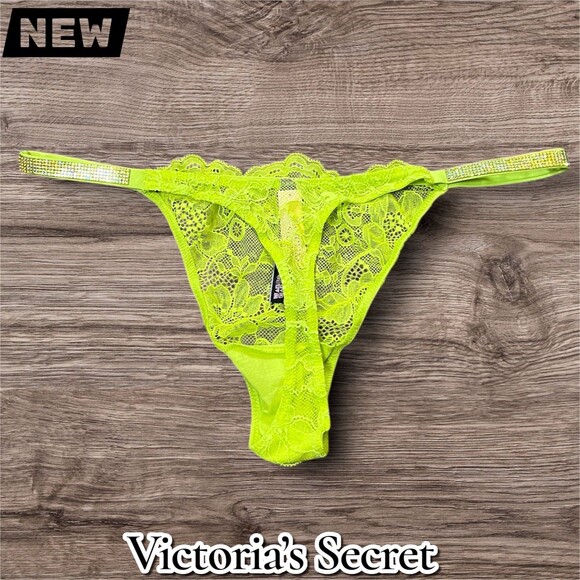 New Victoria’s Secret Very Sexy Lace Thong Panty – Neon Yellow – Size Medium - Picture 3 of 3